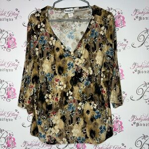 Carol rose top shirt animal print tie dye floral flowers ribbon bow accent luxe
